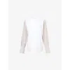 Dries Van Noten Womens White Striped-sleeves Round-neck Cotton-blend T-shirt In White