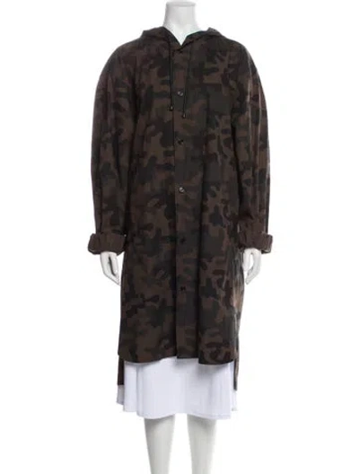 Pre-owned Dries Van Noten Wool Animal Print Faux Fur Jacket In Brown
