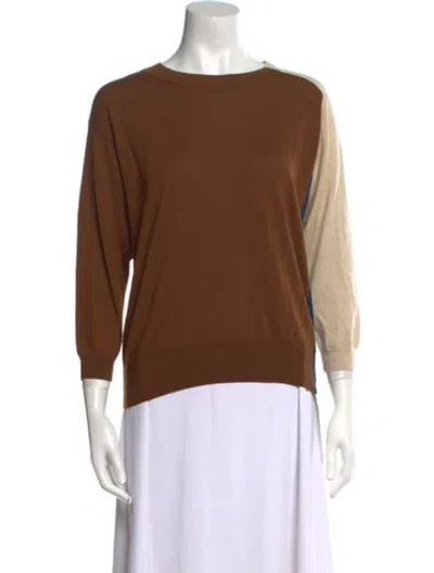Pre-owned Dries Van Noten Wool Bateau Neckline Sweater In Brown