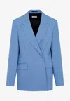 Dries Van Noten Double Breast Wool Jacket With Notch Lapel In Blue