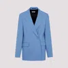 Dries Van Noten Double Breast Wool Jacket With Notch Lapel In Light Blue