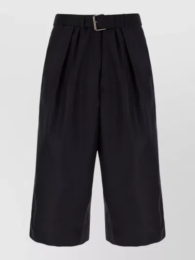 Dries Van Noten Wool Bermuda Shorts Pleated Front Belt Loops In Black