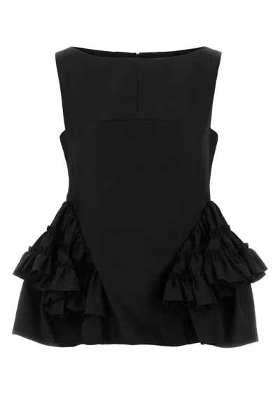 Dries Van Noten Wool Blend Casey Top With Silk Lining In Black