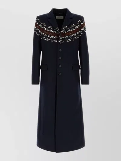 Dries Van Noten Wool Blend Coat Long Tailored Silhouette In Multi
