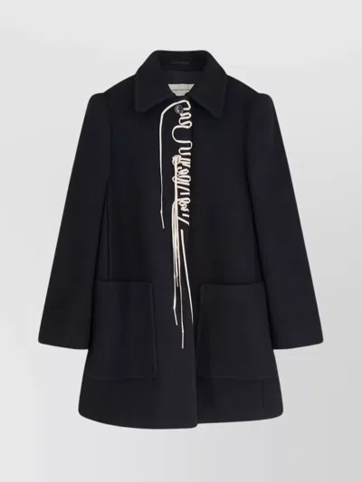 DRIES VAN NOTEN WOOL BLEND COAT WITH COLLARED NECK AND POCKETS