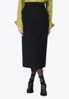 Dries Van Noten Black Wool And Mohair Midi Skirt Women In Black