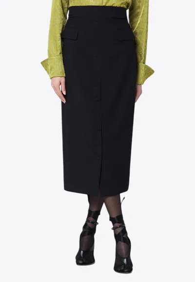 DRIES VAN NOTEN WOOL-BLEND MIDI SKIRT