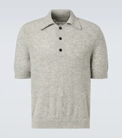 Dries Van Noten Wool-blend Polo Shirt In Grey