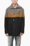 Dries Van Noten Wool Blend Ranner Coat With Color Block Motif In Multi