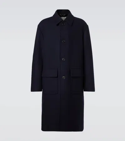 Dries Van Noten Wool-blend Twill Overcoat In Blue