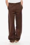 Dries Van Noten Wool Blend Wide Leg Pants In Brown