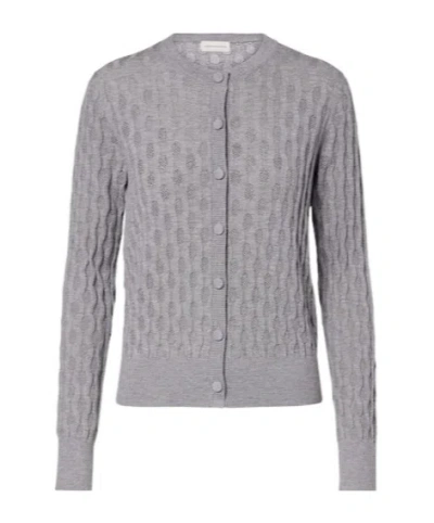 Dries Van Noten Pointelle-knit Merino Wool Cardigan In Gray