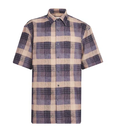 Dries Van Noten Wool Check Short-sleeve Shirt In Multi