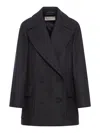 Dries Van Noten Randia Double-breasted Short Wool Coat In Black