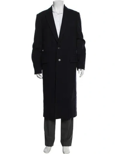Pre-owned Dries Van Noten Wool Coat In Black/blue