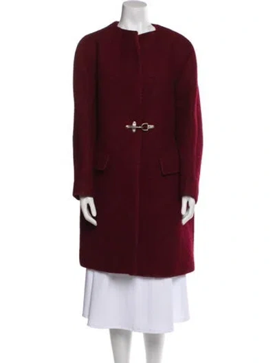 Pre-owned Dries Van Noten Wool Coat In Burgundy