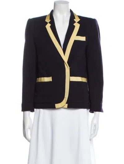 Pre-owned Dries Van Noten Wool Colorblock Pattern Blazer In Blue