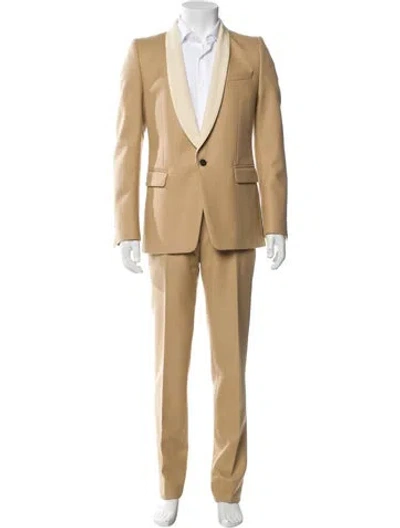 Pre-owned Dries Van Noten Wool Colorblock Pattern Two-piece Suit In Neutrals