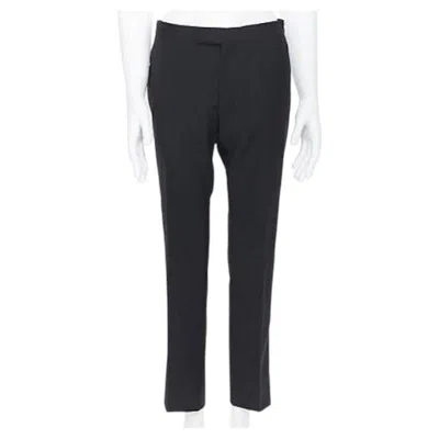 Pre-owned Dries Van Noten Wool Cotton Blend Black Verticle Striped Cropped Trousers It46 S