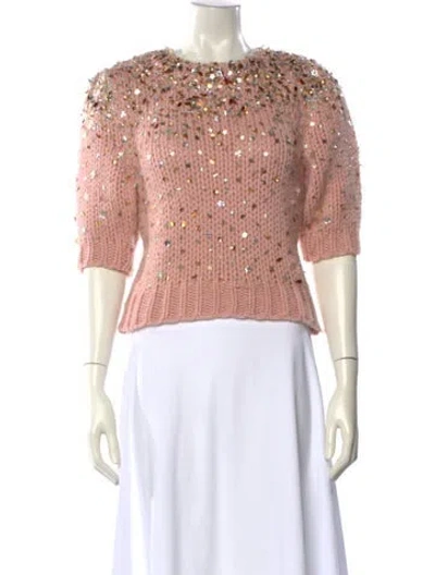 Pre-owned Dries Van Noten Wool Crew Neck Sweater In Pink