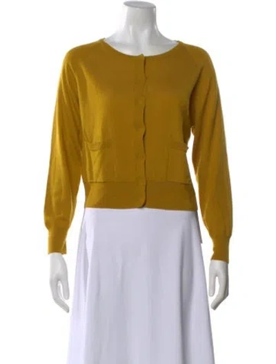 Pre-owned Dries Van Noten Wool Crew Neck Sweater In Yellow