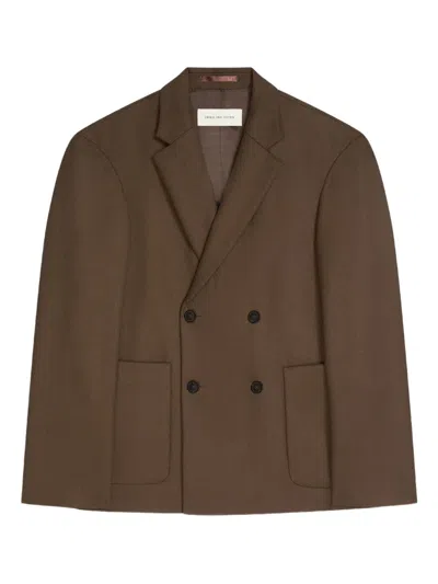 Dries Van Noten Wool Double-breasted Blazer In Brown