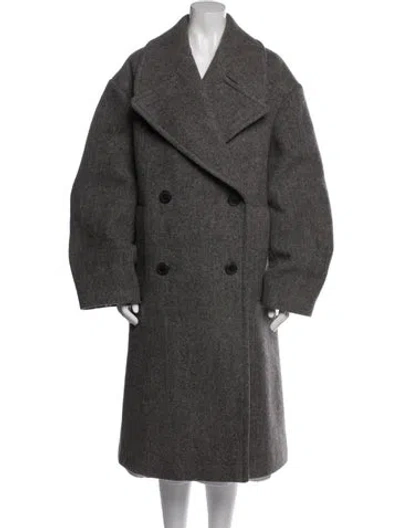 Pre-owned Dries Van Noten Wool Faux Fur Coat In Gray