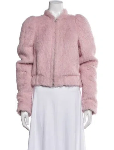 Pre-owned Dries Van Noten Wool Faux Fur Jacket In Pink