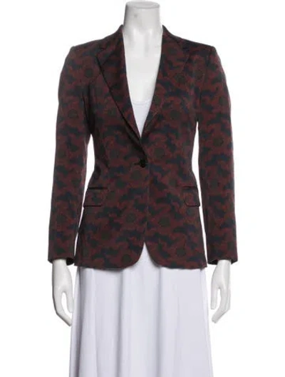 Pre-owned Dries Van Noten Wool Floral Print Blazer In Blue