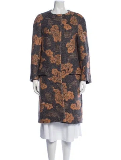 Pre-owned Dries Van Noten Wool Floral Print Coat In Multi