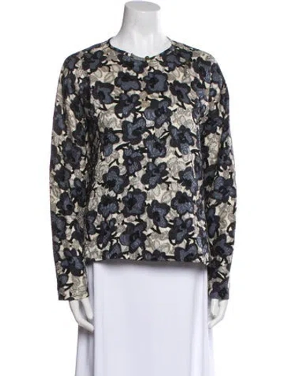 Pre-owned Dries Van Noten Wool Floral Print Jacket In White