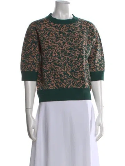Pre-owned Dries Van Noten Wool Floral Print Sweater In Green