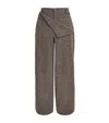 Dries Van Noten Wool Fold-over Wide-leg Trousers In Brown