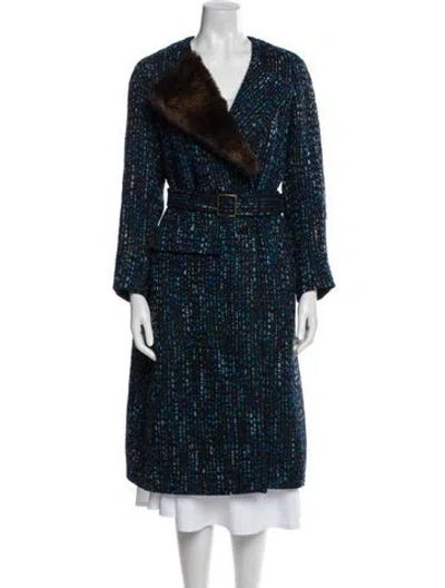 Pre-owned Dries Van Noten Wool Fur Coat In Blue