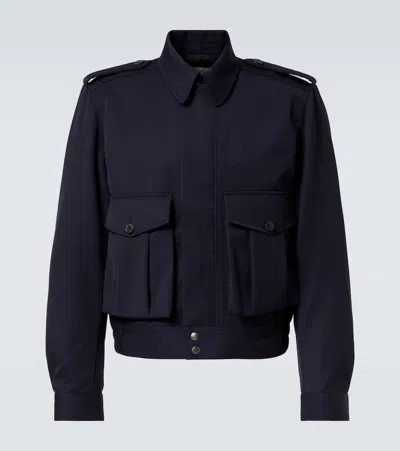 Dries Van Noten Wool Gabardine Jacket In Navy