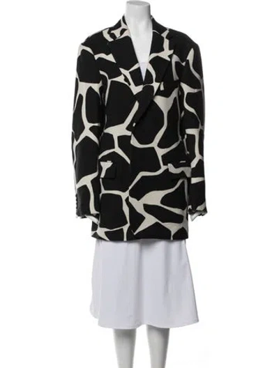 Pre-owned Dries Van Noten Wool Graphic Print Blazer In Blue