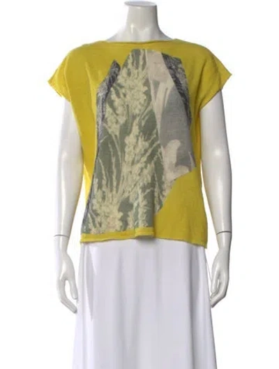 Pre-owned Dries Van Noten Wool Graphic Print T-shirt In Yellow