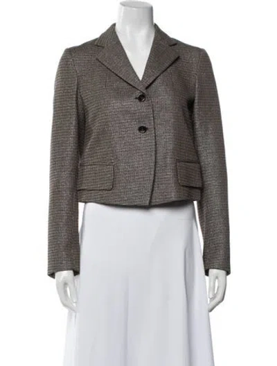 Pre-owned Dries Van Noten Wool Houndstooth Print Blazer In Brown