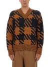 Dries Van Noten Textured Knit V-neck Long Sleeve Sweater In Multi