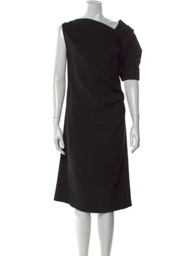 Pre-owned Dries Van Noten Wool Knee-length Dress In Black