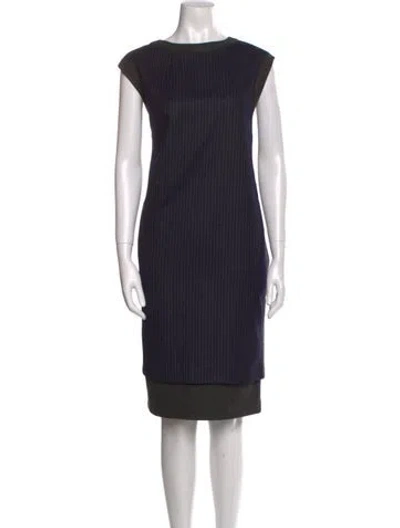 Pre-owned Dries Van Noten Wool Knee-length Dress In Blue