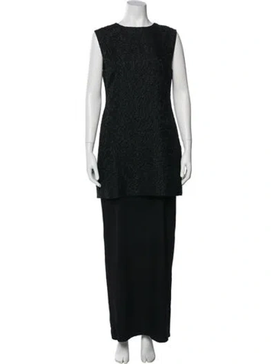Pre-owned Dries Van Noten Wool Long Dress In Black