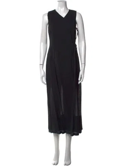 Pre-owned Dries Van Noten Wool Long Dress In Black