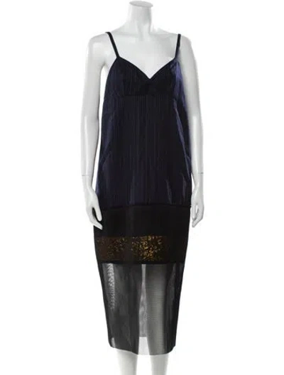 Pre-owned Dries Van Noten Wool Long Dress In Blue