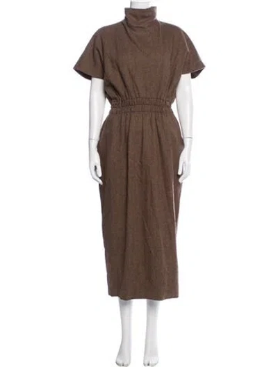 Pre-owned Dries Van Noten Wool Long Dress In Brown