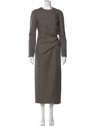 Pre-owned Dries Van Noten Wool Long Dress In Gray
