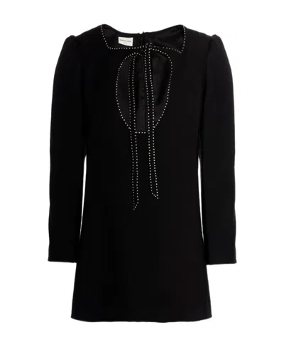 Dries Van Noten Wool Long-sleeved Dress In Black