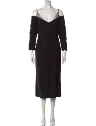 Pre-owned Dries Van Noten Wool Midi Length Dress In Black