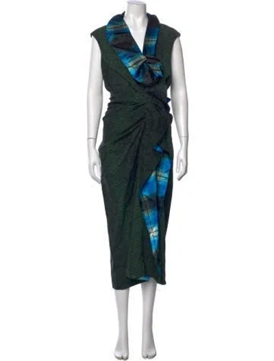 Pre-owned Dries Van Noten Wool Midi Length Dress In Green