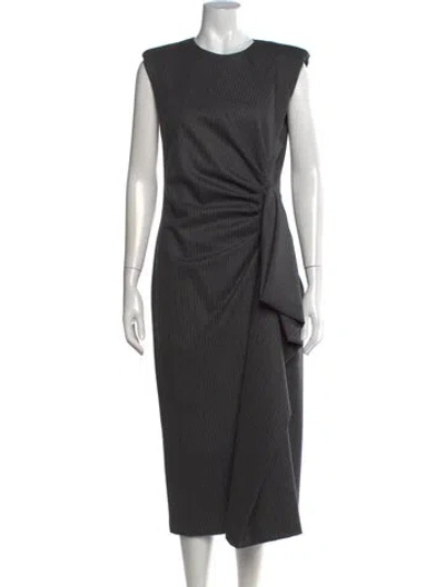 Pre-owned Dries Van Noten Wool Midi Length Dress In Grey
